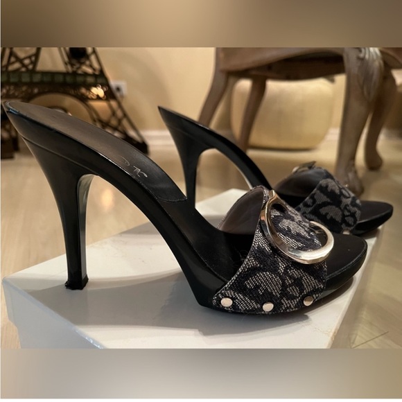 Christian Dior Monogram Trotter Large Silver C & D Mules EU38 💙 Size 8 - Picture 14 of 15